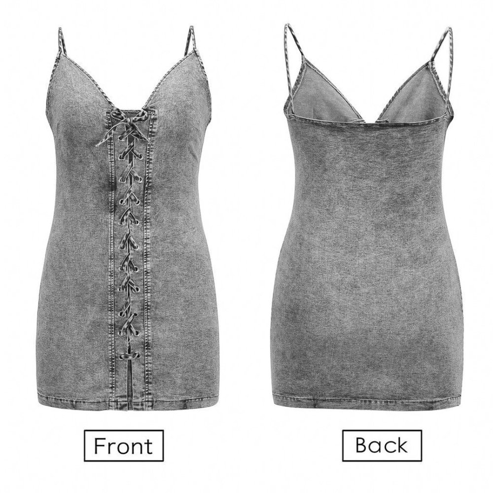 NWT Grey Bodycon Corset Style Lace Up Front Detailing